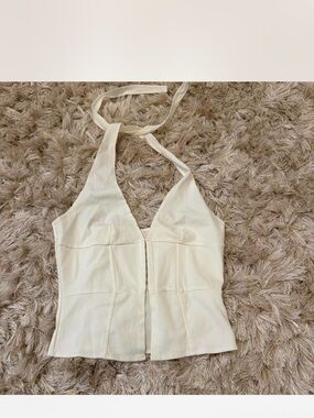 Source Unknown Cream Halter Corset-Style Camisole